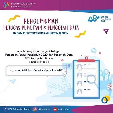 Pengumuman Hasil Seleksi Terbuka Calon Petugas Pemetaan SP2020 dan Mitra Pengolahan