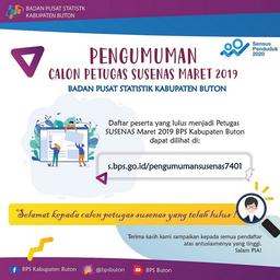 PENGUMUMAN CALON PETUGAS SURVEI SOSIAL EKONOMI NASIONAL (SUSENAS) MARET 2019